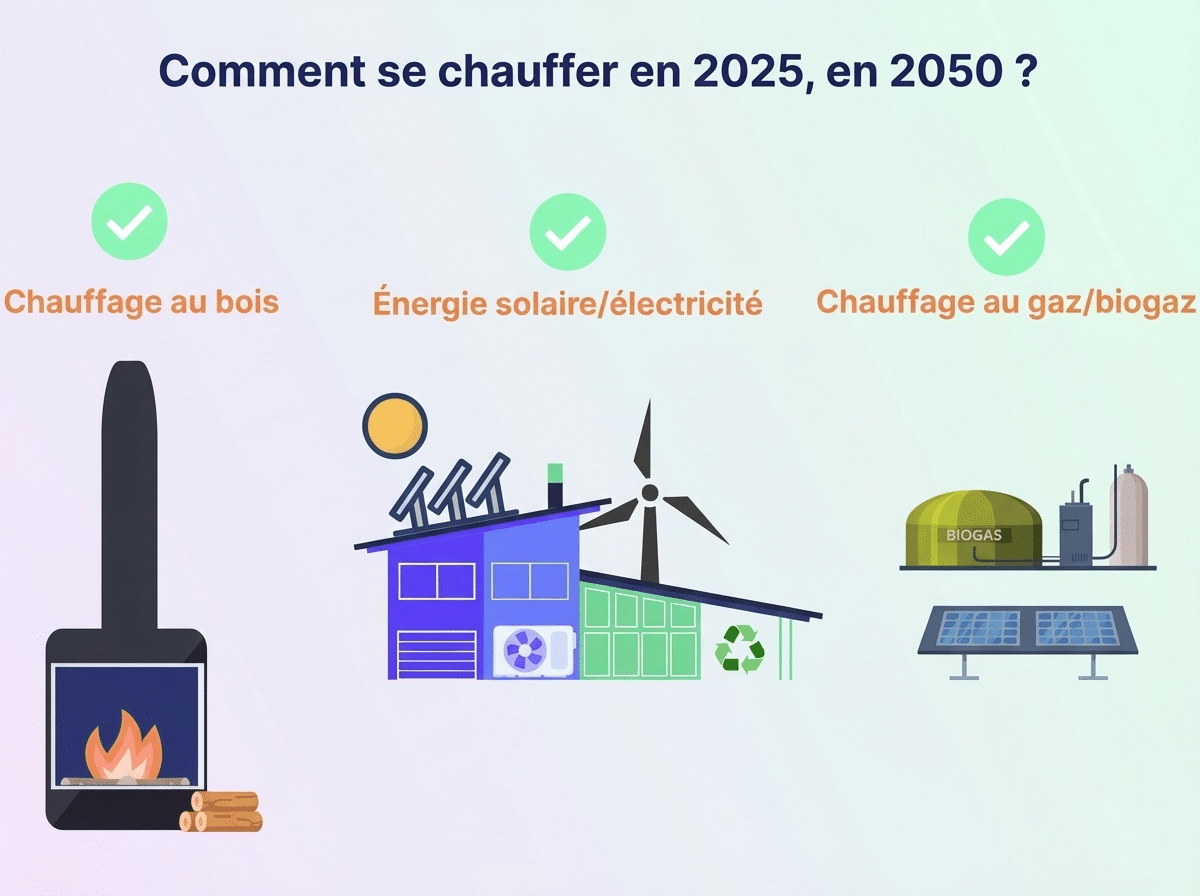 Infographie comment se chauffer en 2025,2050