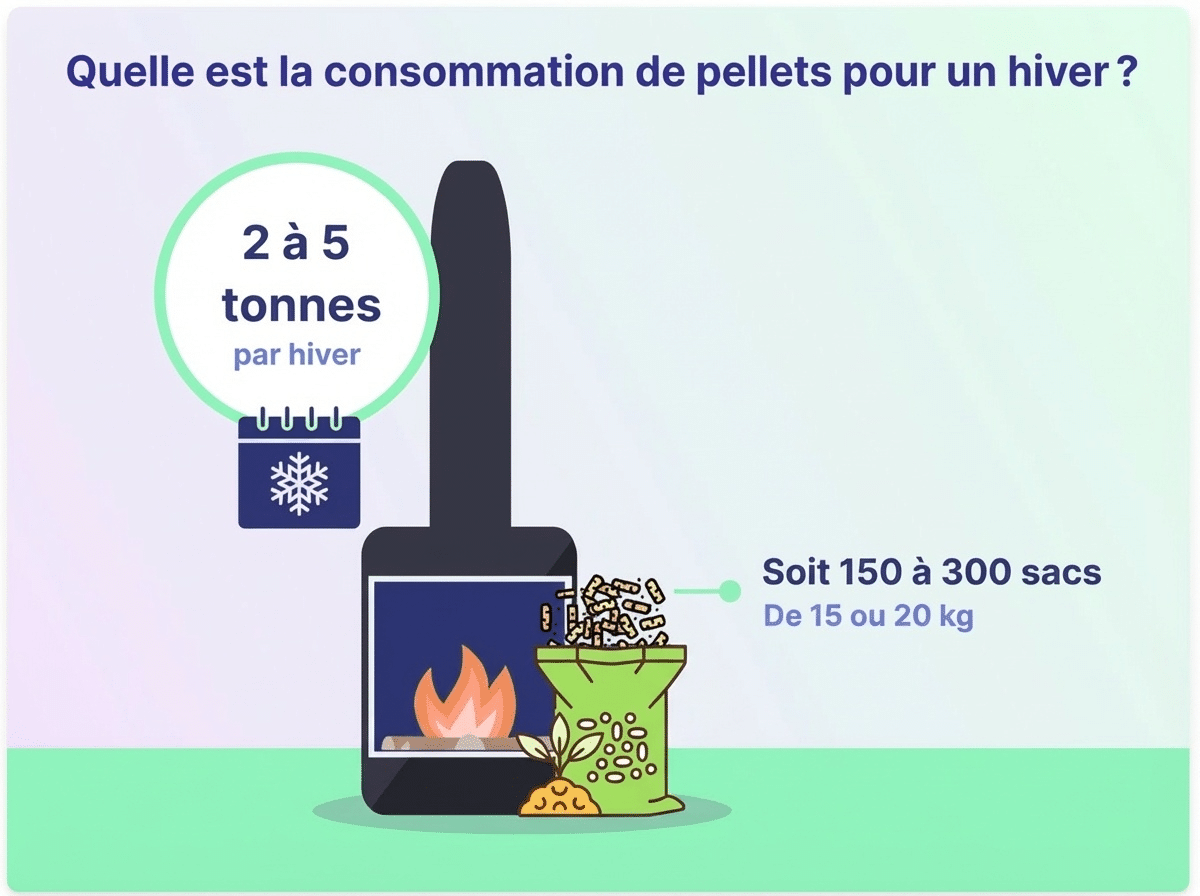 Infographie pour consommation de pellets par hiver