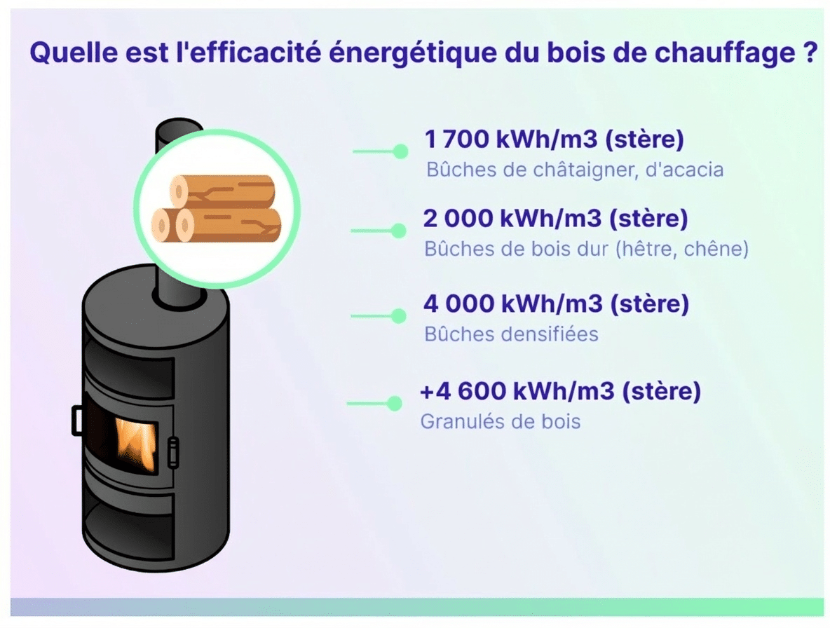 Infographie pour l'efficacité du bois de chauffage