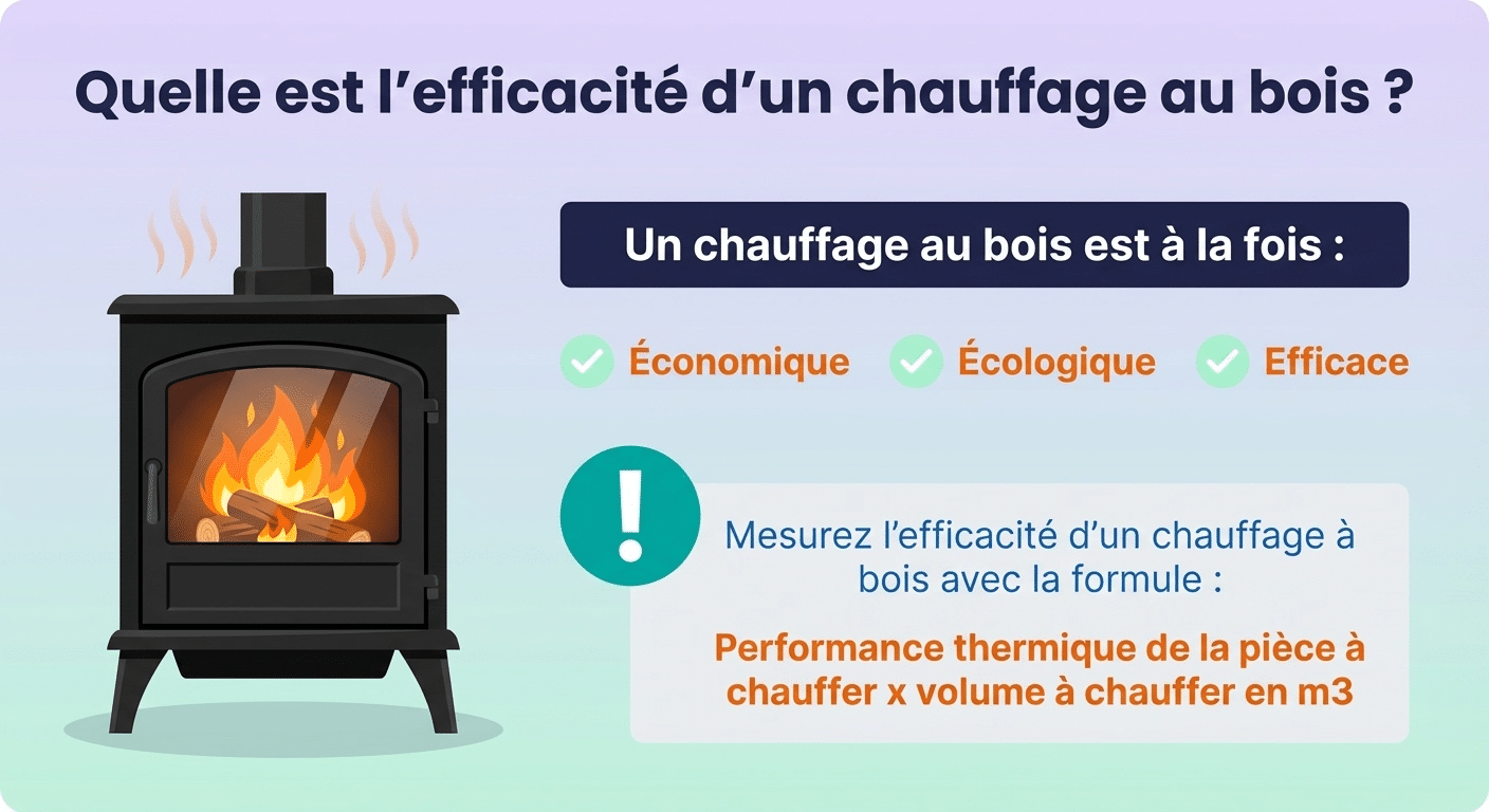 Infographie pour efficacité chauffage au bois
