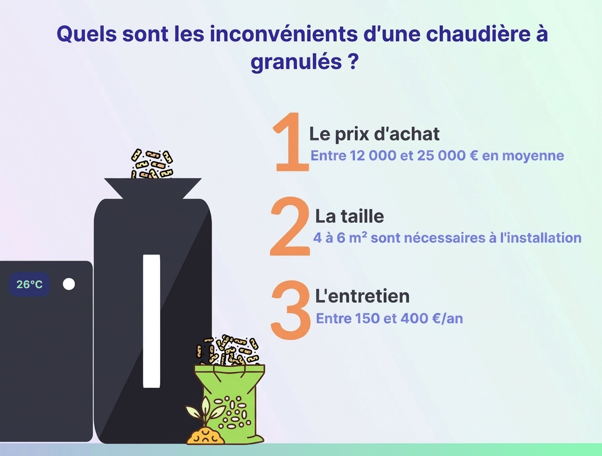 Infographie pour inconvénient d'une chaudière à granulés
