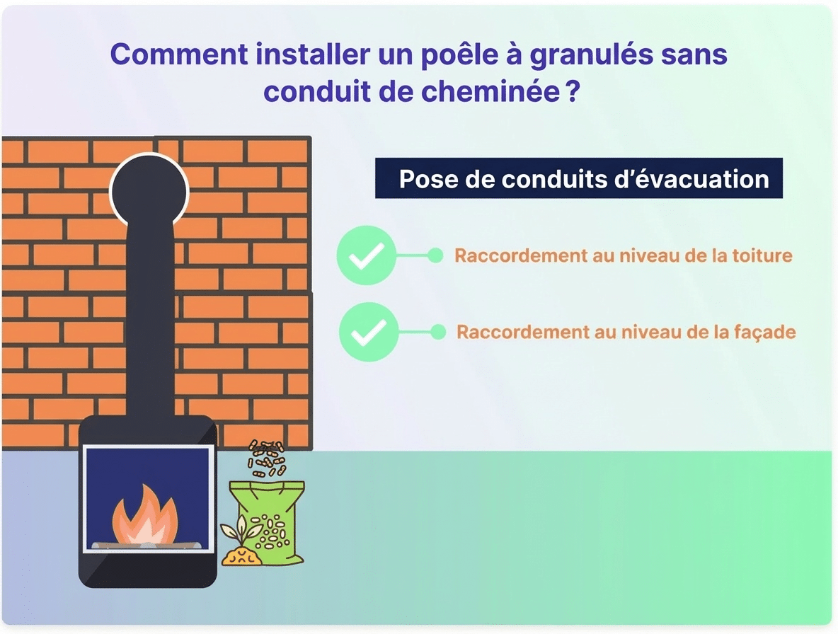 Infographie pour installer un poêle à granulés sans conduit de cheminée