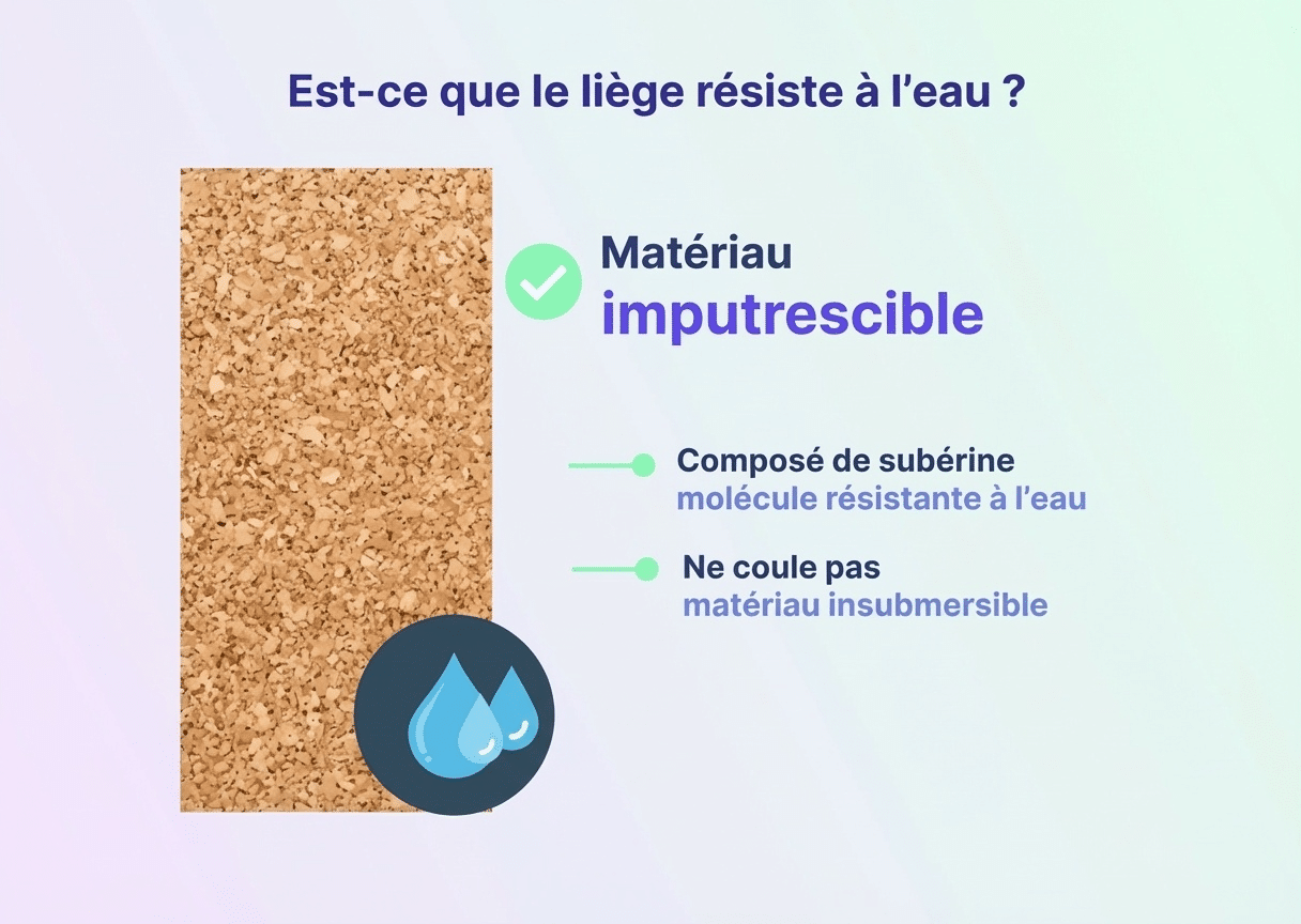 Infographie pour est-ce que le liège résiste à l'eau