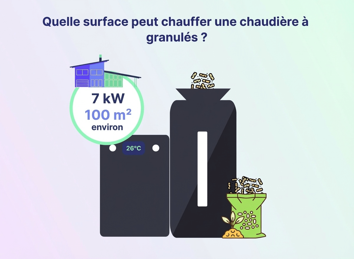 Infographie pour quelle surface chauffe une chaudière à granulés