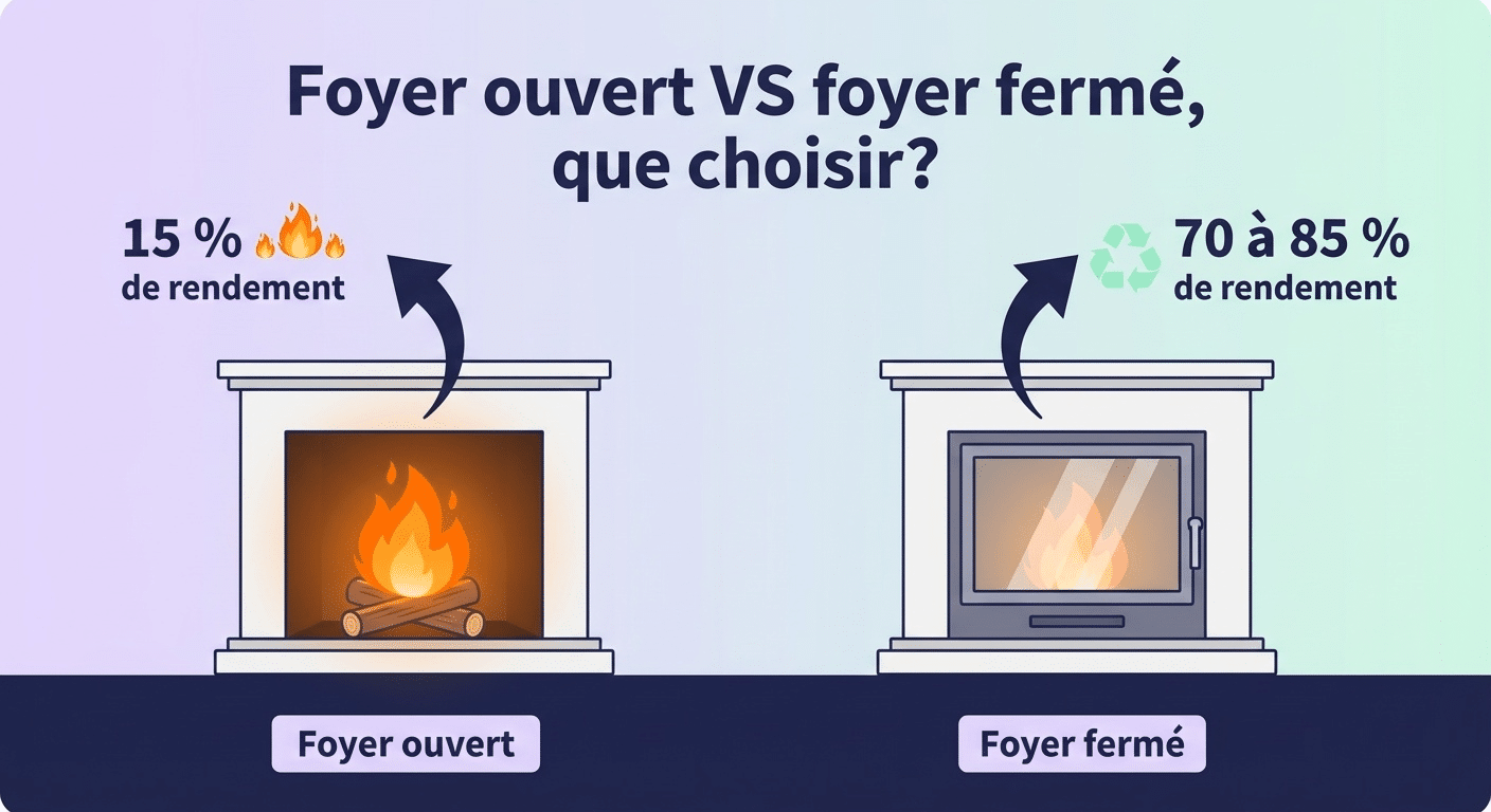 Infographie choix foyer ouvert ou fermé